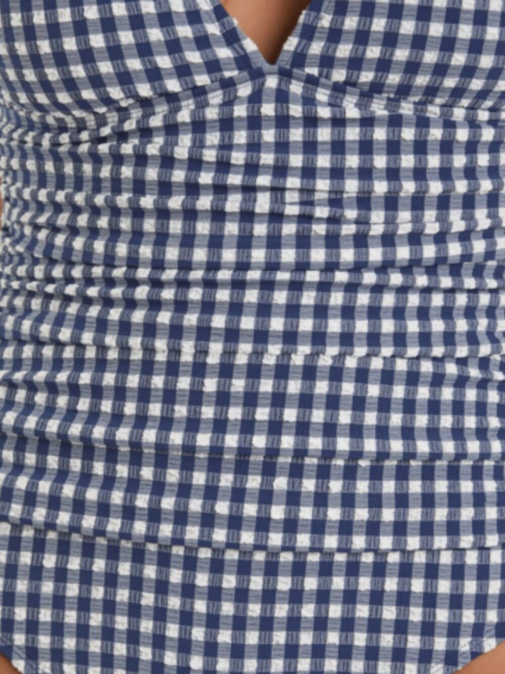 Ellen Tracy Gingham One Piece Swimsuit Ruched Tie Strap NWT Size M - Picture 10 of 10